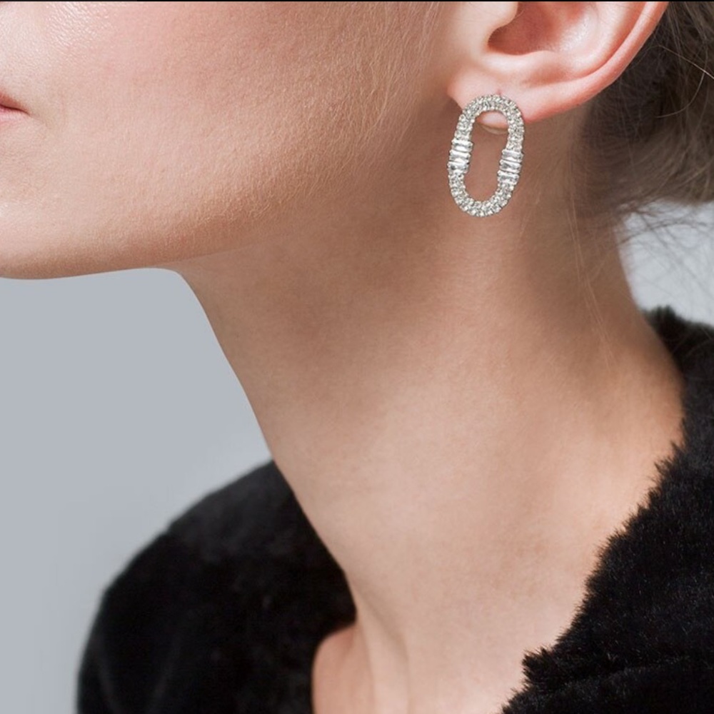 WHBM OVAL JEWELED EARRINGS